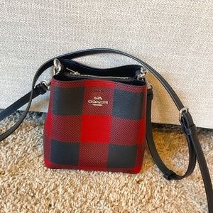 COACH Mini Town Bucket Bag With Buffalo Plaid Print